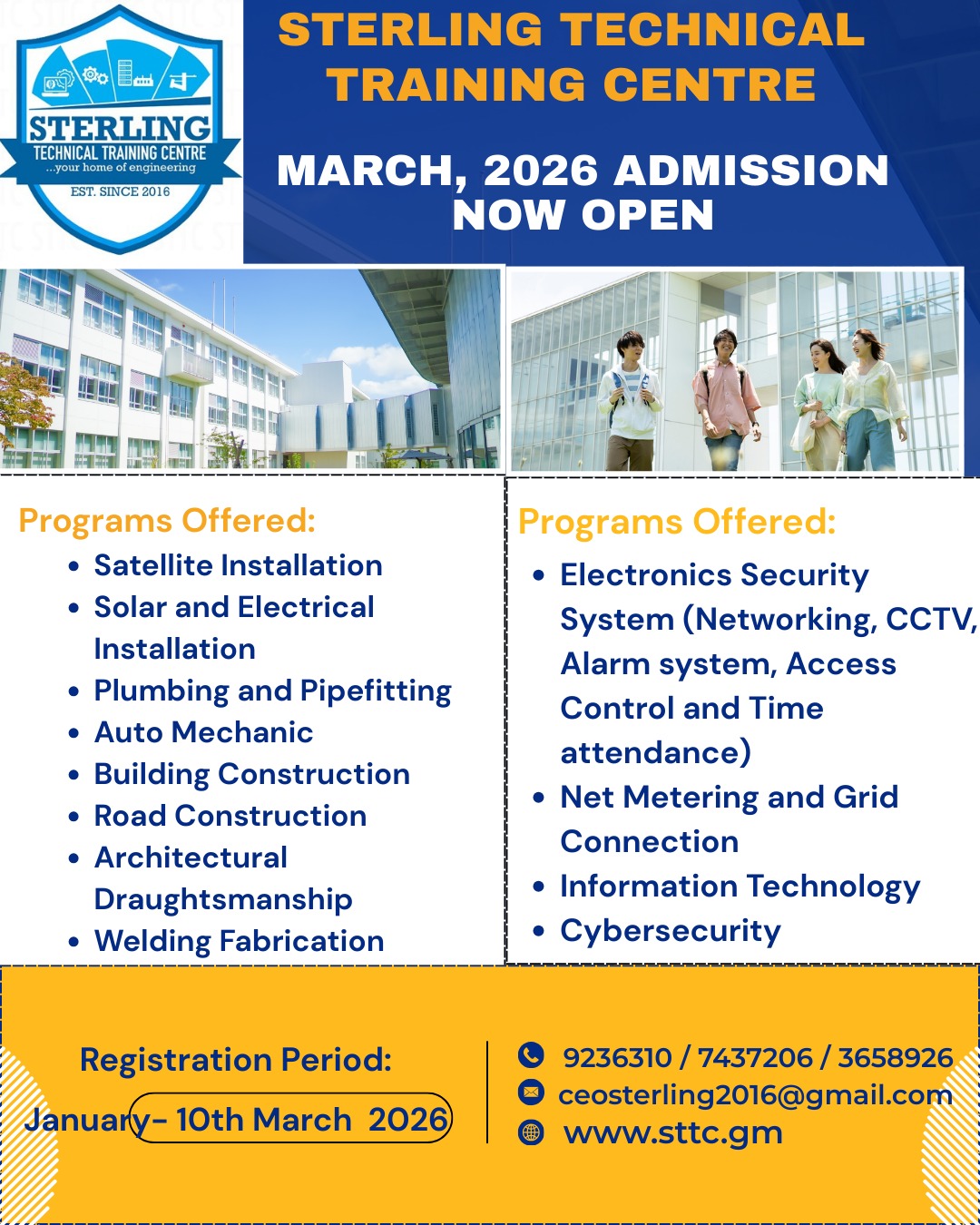 📢 Admissions Now Open for March 2026 Intake - Sterling Technical ...
